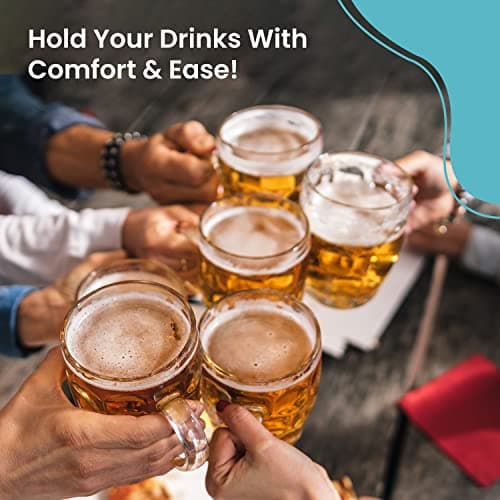 LavoHome Classic European Style Glass Stein Mug - 16 oz Set of 2, Perfect for Oktoberfest Parties
