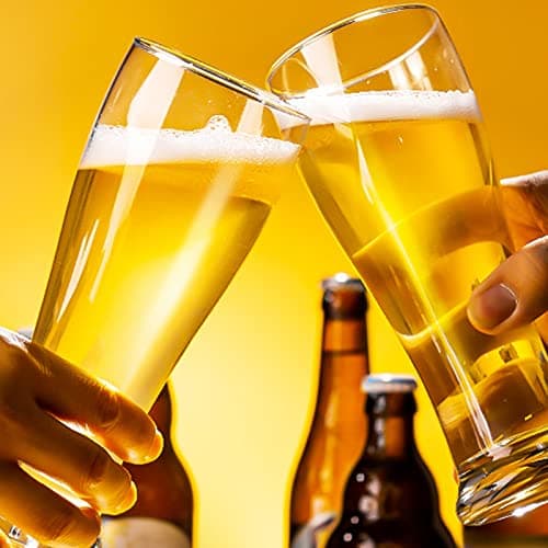 18oz Classic Craft Beer Glasses - Set of 6 Pilsner Glasses for Men