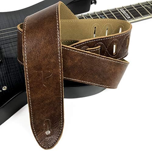 Perri's Italian Leather Guitar Strap - Soft, Adjustable, Chestnut