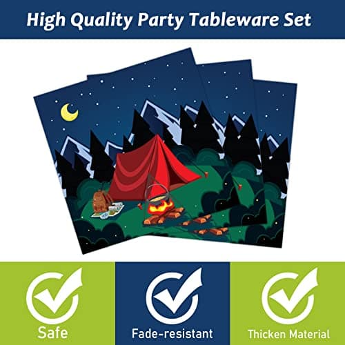 Camping Party Tableware Set for Boys - 96 Pcs