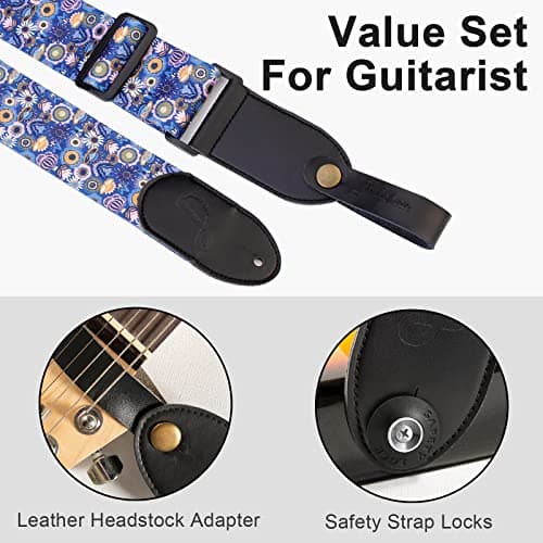 Ultra Comfortable Bass, Electric & Acoustic Guitar Strap with 2 Locks & 1 Button