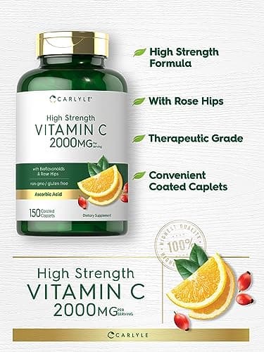 Carlyle Vitamin C 2000mg with Rose Hips Caplets | Vegetarian, Non-GMO, Gluten Free