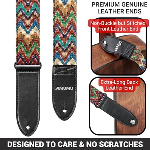 Amumu Chevron MultiColor Guitar Strap for Acoustic, Electric & Bass