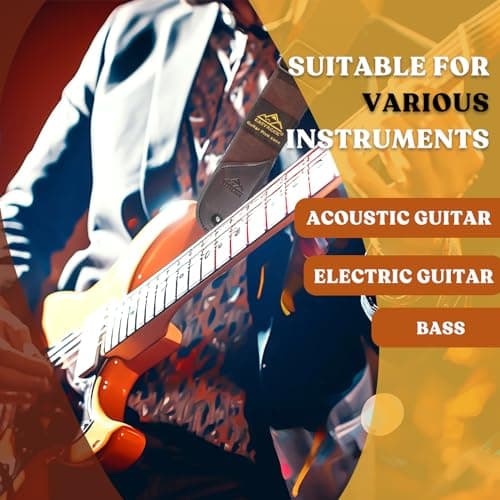 EASTROCK Brown Adjustable Cotton Guitar Strap for Beginners