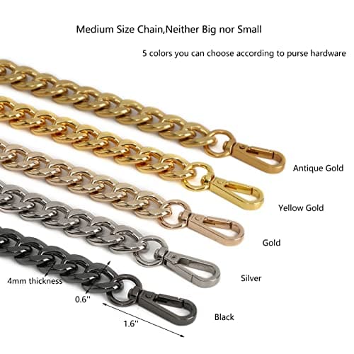 Xiazw Medium Metal Shoulder Crossbody Purse Chain Strap Replacement (26", Silver)