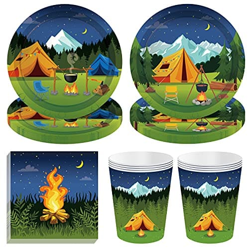 44PCS Happy Camper Theme Party Supplies Set