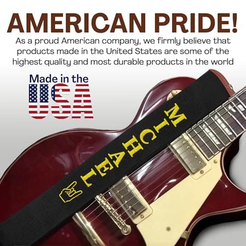Personalized 2" Guitar Strap for Bass, Electric & Acoustic - Embroidered Name, Best Gift