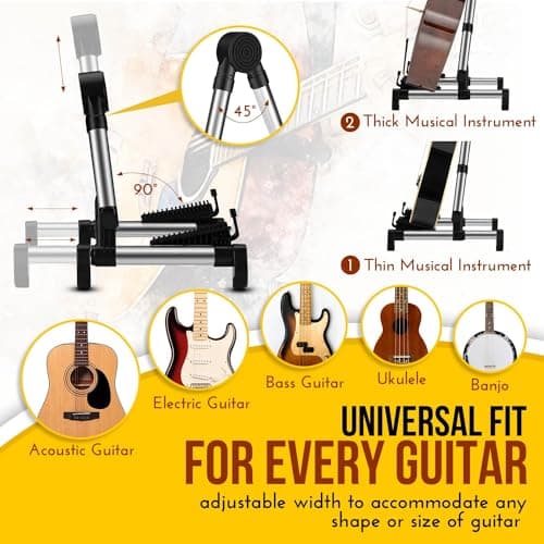 Portable Adjustable Guitar Stand for Acoustic, Electric, and Bass Guitars