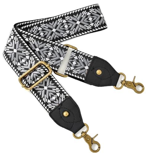 Adjustable Embroidery Guitar Style Bag Strap — Cblackleather40