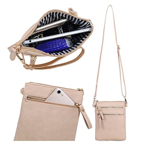 Solene Women's Small Crossbody Bag with Multi Zip Pockets