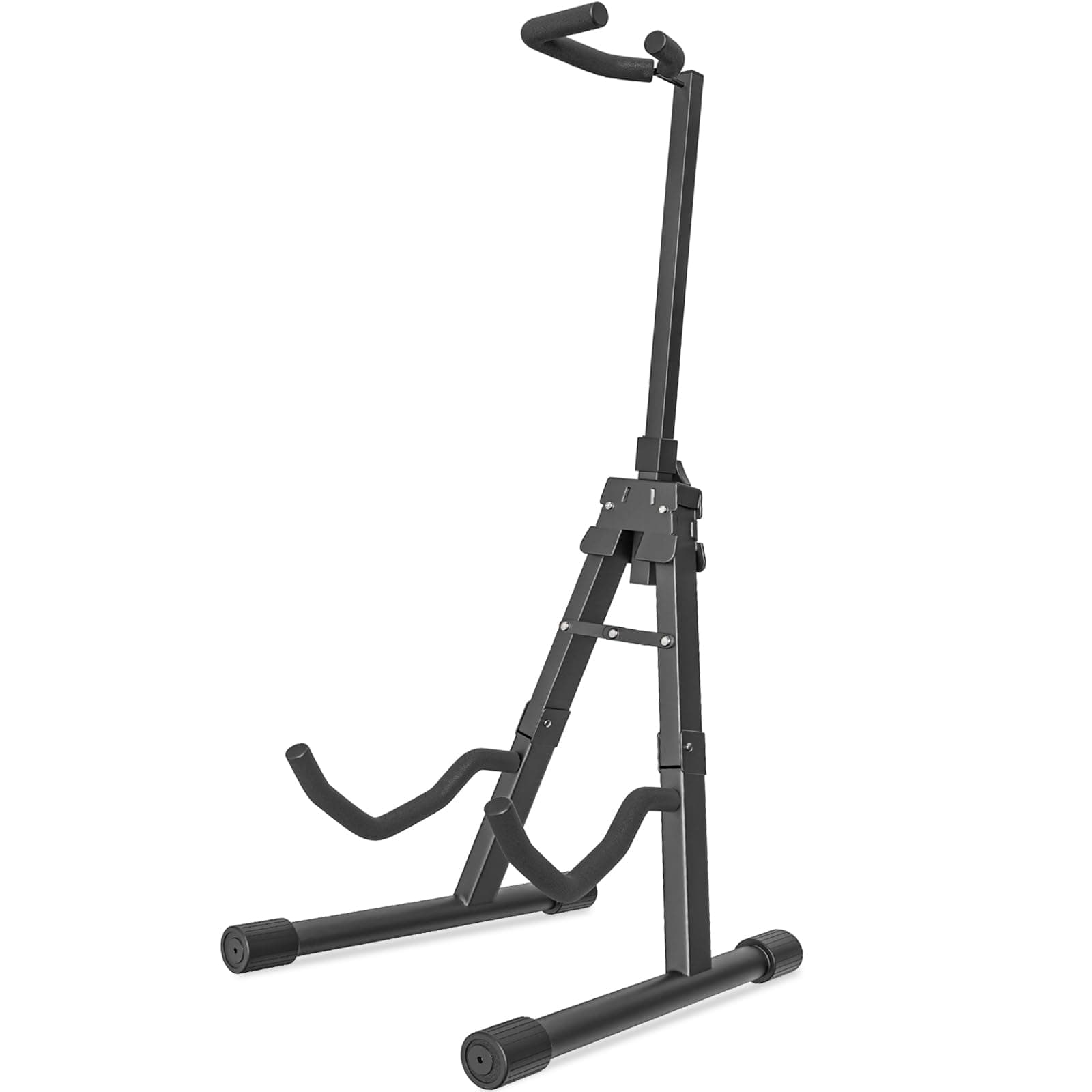 GLEAM A-Shape Guitar Stand with Neck Holder, Black - For Multiple Users