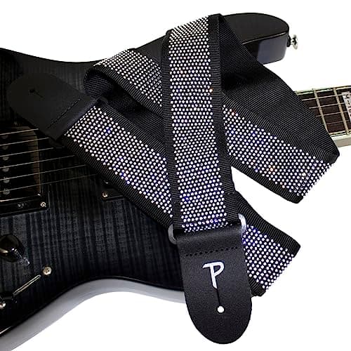 Perri’s Leathers Rhinestone Jacquard Guitar Strap - Black with Rhinestones