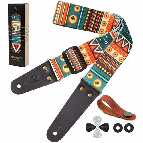 Nefelibata Guitar Strap with Hidden Pocket for Bass, Electric, and Acoustic Guitars — Mystery Print