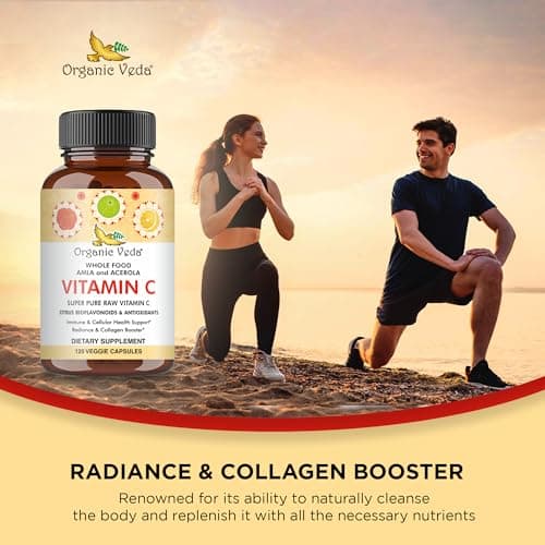 Veda Superfruits Vitamin C Capsules - Acerola Cherry & Amla Berry, 120 Vegan Pills for Immunity & Skin Health