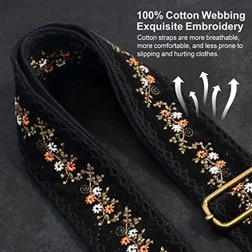 Nefelibata Retro Jacquard Embroidery Crossbody Bag Strap - Adjustable, Vintage Florals