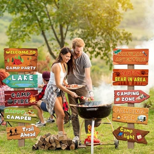 Camping Party Decorations - 20 Camping Signs for Summer Camp Theme