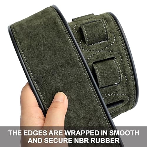 Double Layer Green Guitar Strap for Kids and Adults, with Foam Padding, Suitable for Acoustic, Bass, and Electric Guitars