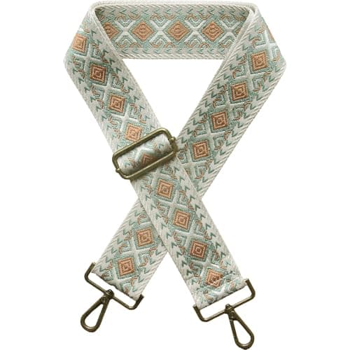 Yiaizhuo Boho Women's Wide Purse Strap Crossbody Canvas Bag Shoulder Guitar Straps Adjustable — 2"diamond_bg/Gn/Bn