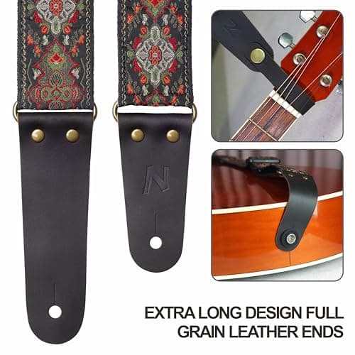 Nefelibata Guitar Strap with Hidden Pocket - for Bass, Electric, and Acoustic Guitars