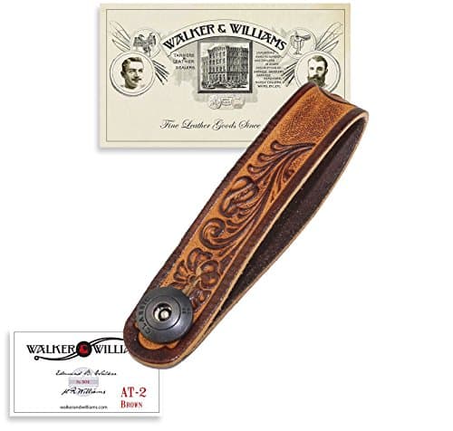 Walker & Williams AT-2 Brown Leather Acoustic Guitar Strap Button Adapter