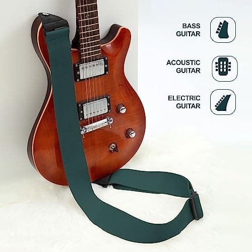 Nefelibata Christmas Green Guitar Strap with Leather Ends