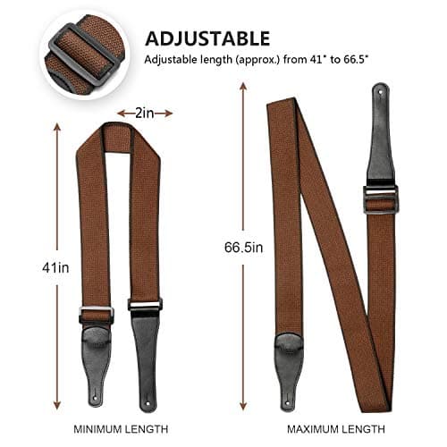 BestSounds Acoustic Guitar Strap, Soft Cotton & Leather Ends, 1 Button & 2 Locks