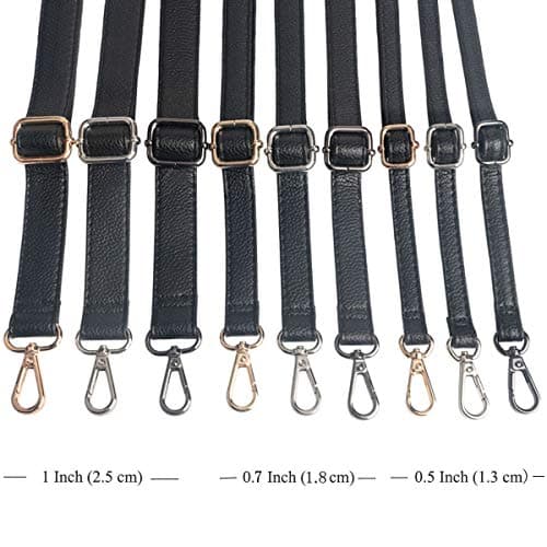Replaceable Black/Gold Purse Strap - Full Grain Microfiber Leather - 59 Adjustable Crossbody Shoulder Bag - 1 Wide