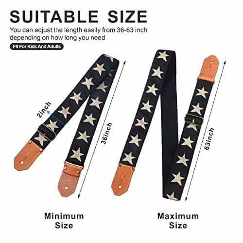 Cool Woven Guitar Strap with Leather Ends for Guitarists