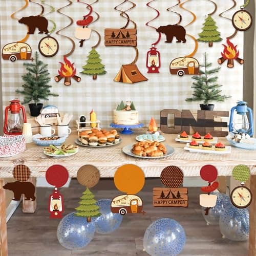 Camping Kids Party Hanging Swirls Decoration