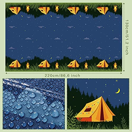 Breling 4Piece Camping Party Decorations Tablecloth Campfire Cover Picnic Supplies