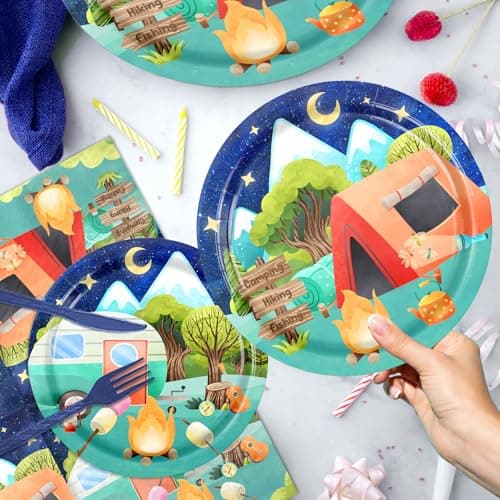 One Happy Camper Camping Birthday Party Decorations & Tableware for 20