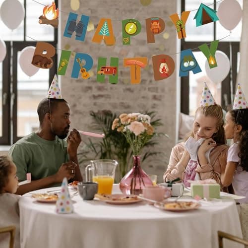Happy Birthday Campfire Tent Oil Lamp Banner