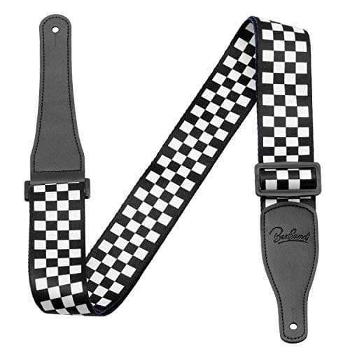 Black and White Checkered Durable Nylon Guitar Strap