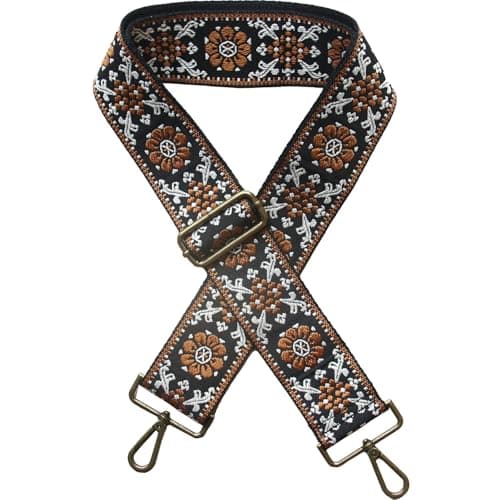Yiaizhuo Boho Women's Wide Purse Strap Crossbody Canvas Bag Shoulder Guitar Straps Adjustable — 2"garden_brown