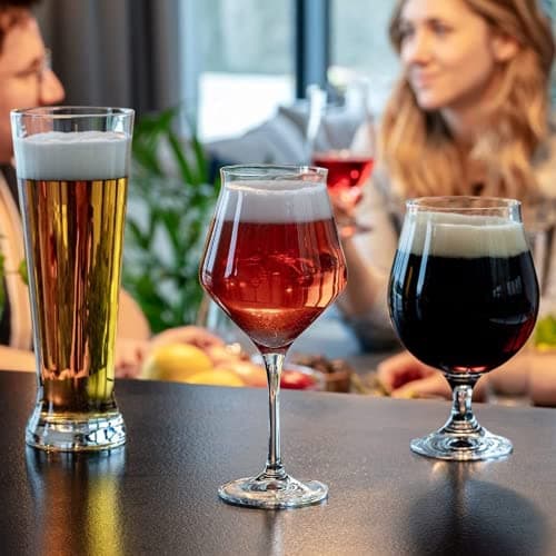 Krosno Beer Glass Set: 2x 14.2 oz, 4x 16.9 oz, Craft Pilsner Ale IPA