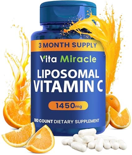 Liposomal Vitamin C 1450mg 180 Capsules, Ultra Absorption, Supports Immune System, Non-GMO, Vegan