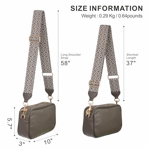 Nefelibata Women's Small Crossbody Bag - Full Grain Leather with Jacquard Embroidery Strap