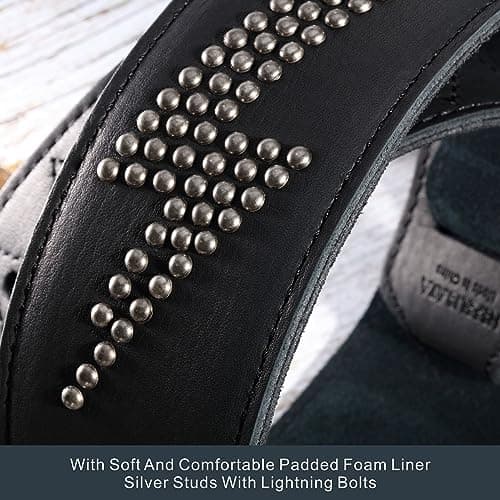 Nefelibata Full Grain Leather Guitar Strap with Lightning Silver Rivets