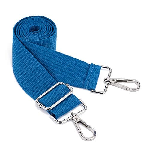 DEVPSISR Wide Shoulder Strap Replacement Adjustable Crossbody Canvas Bag — Silver Buckle-sea Blue