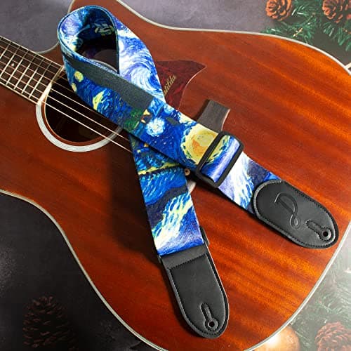 Ultra Comfortable Guitar Strap with 2 Locks & 1 Button for Bass, Electric & Acoustic Guitars