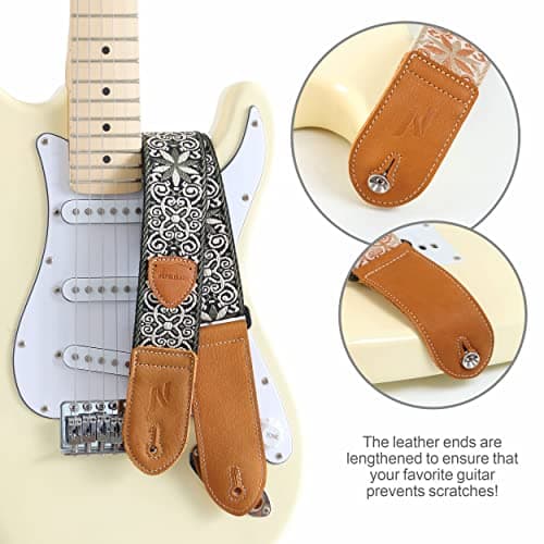 Vintage Woven Guitar Strap with Bonus Accessories - Best for Bass, Electric & Acoustic Guitars