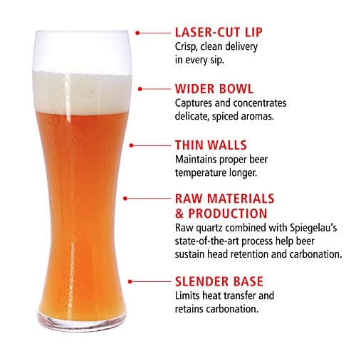 Spiegelau Classics Hefeweizen Beer Glasses, 24.7 oz, Set of 4