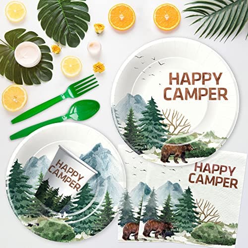 Happy Camper Party Supplies - Serve 24