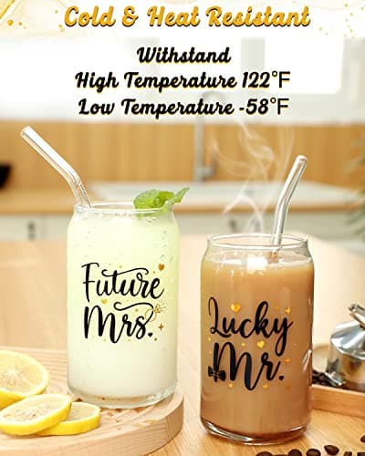 Engagement Gifts Coffee Cups Set of 2 for Bride and Groom
