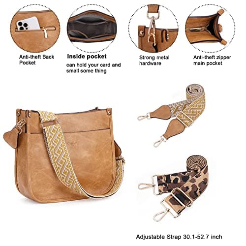 Caitina Women's Vegan Leather Adjustable Strap Crossbody Hobo Purse