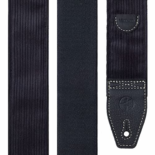 2-Inch Corduroy Guitar Strap with Full Grain Leather Ends,FREE Button & Locks, for Bass & Acoustic/Electric Guitars, Inc
