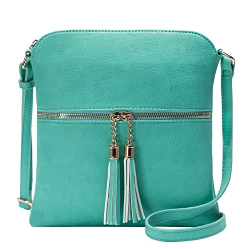Solene Women's Lightweight Tassel Crossbody Purse, Perfect Daily and Travel Bag — Green Turquoise 1