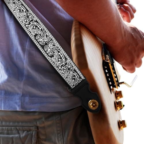Hemoton Guitar Strap 2 Wide Jacquard Bass Strap with Picks Set, Best for Kids and Guitarists