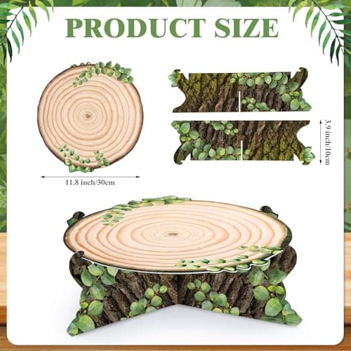 Zopeal Green Leaf Wooden Cupcake Stand for Baby Shower Decoration