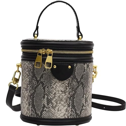 RTGGSEL Quilted Lattice Shoulder Bag for Women with Bunny Pendant — Snake Black